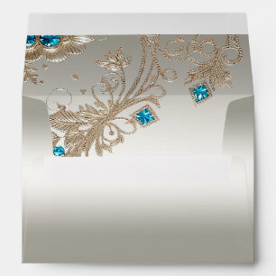 Embellishing Gold Blue Stones Envelope