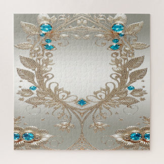 Embellishing Gold Blue Stones Jigsaw Puzzle
