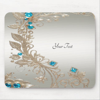 Embellishing Gold Blue Stones Mousepad