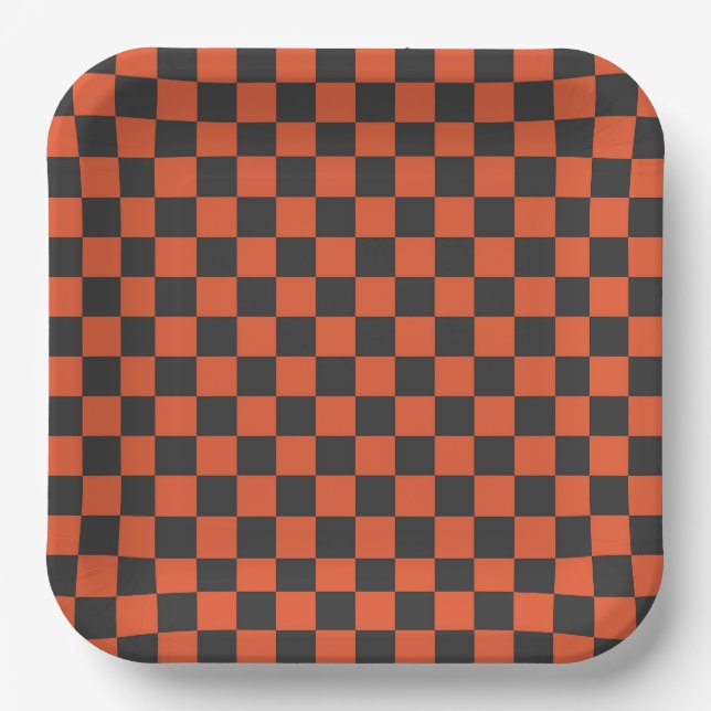 Ember and ash checkerboard pattern paper plate (Front)