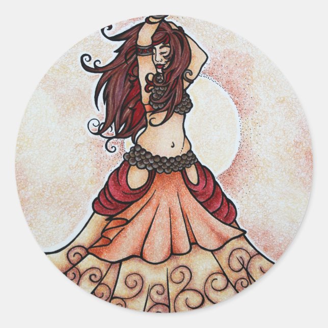 Ember belly dance art classic round sticker (Front)