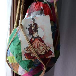 Ember belly dance art postcard