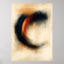 Ember Enso Zen Abstract Art in Japanese Sumi Inspi