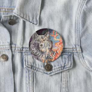 Ember Eyes Wolf Watercolor Badge/Button 7.5 Cm Round Badge