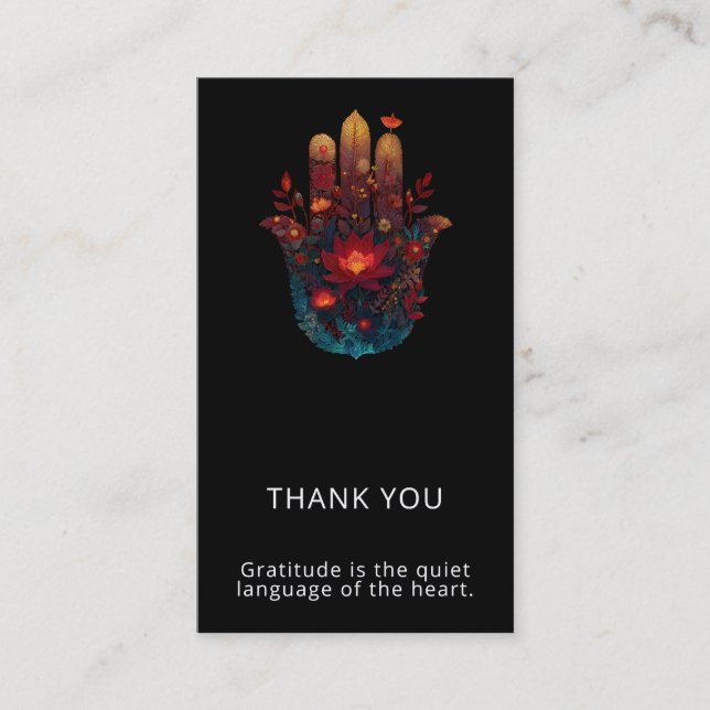 Ember Lotus | Hamsa Hand Design Business Card (Front)