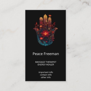 Ember Lotus   Hamsa Hand Design Business Card