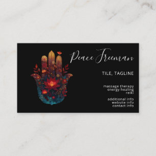 Ember Lotus Hamsa Hand Design Business Card