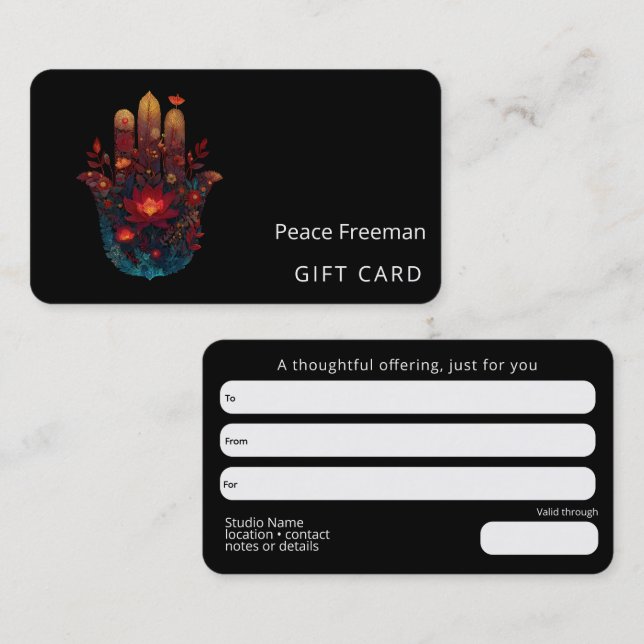 Ember Lotus | Hamsa Hand Design Business Card (Front/Back)
