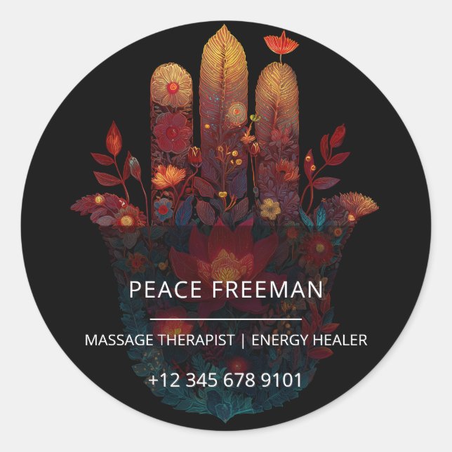 Ember Lotus | Hamsa Hand Design Classic Round Sticker (Front)