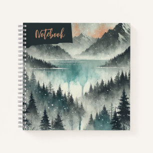  Ember Stillness – Watercolor Forest Lake at Dusk Notebook