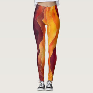 Ember Strata – Abstract Layers of Earth and Fire Leggings