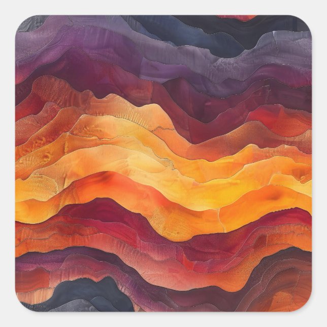 Ember Strata – Abstract Layers of Earth and Fire Square Sticker (Front)