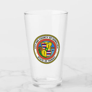 Emblem of city of Honolulu, Hawaii Glass