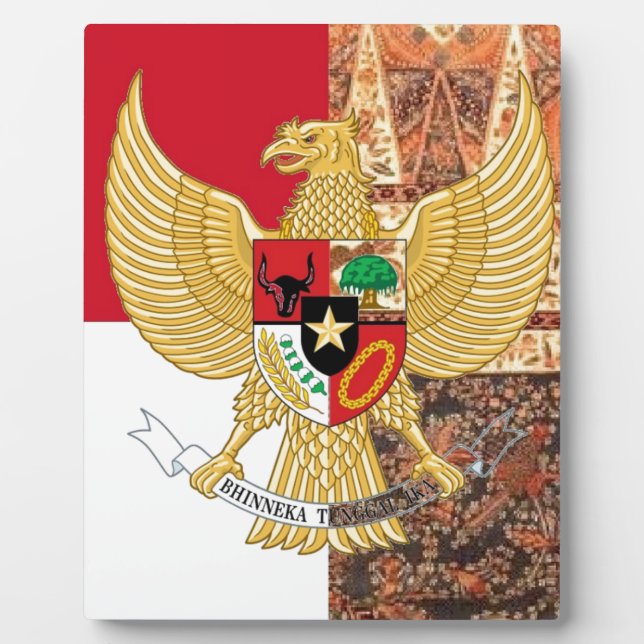 Emblem of Indonesia - Garuda Pancasila Batik Flag Plaque (Front)