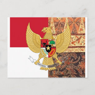 Emblem of Indonesia - Garuda Pancasila  Batik Flag Postcard