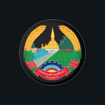 Emblem of Laos Magnet<br><div class="desc">Emblem of the country of Laos. Sathalanalat Paxathipatai Paxaxôn Lao.</div>