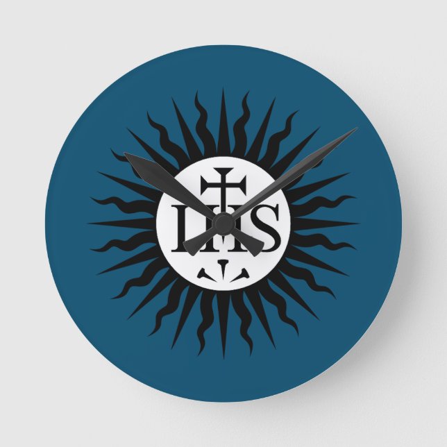 Emblem of the Society of Jesus  Round Clock (Front)