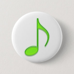 Emboss Green Music 8th Musical Note 6 Cm Round Badge