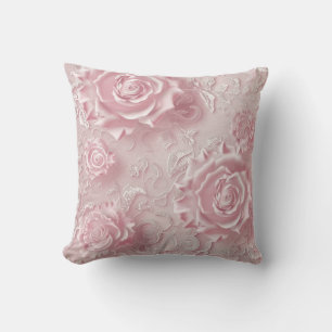 Embossed 3D Rose Floral Cushion