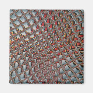 Embossed Ash Grey Maroon Chequered: A Modern Art Magnet