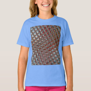 Embossed Ash Grey Maroon Chequered: A Modern Art T-Shirt