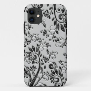Embossed Black Swirly Floral Case-Mate iPhone Case