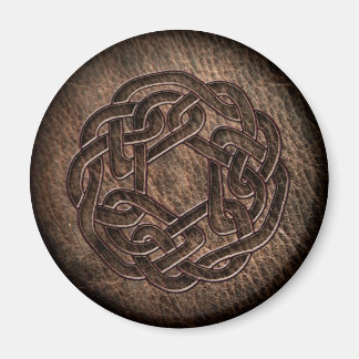 Embossed celtic ornament on leather magnet