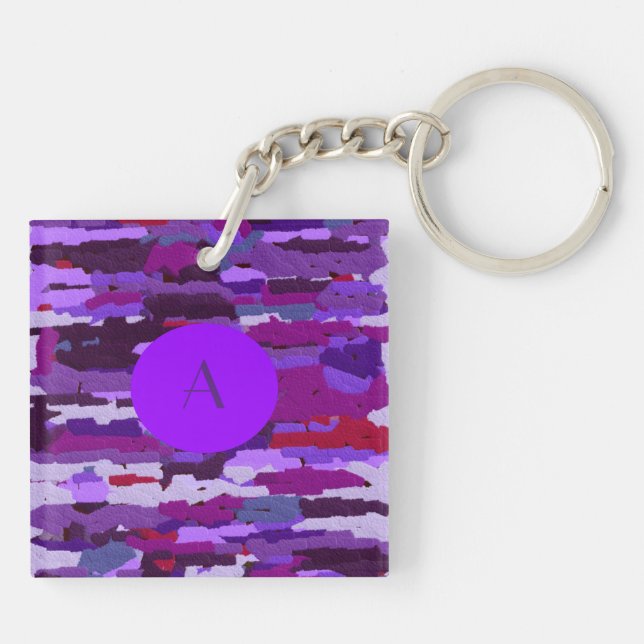 Embossed Chalk Shades of Purple and Red Key Ring (Back)