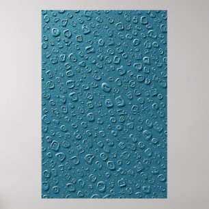 Embossed Digital Droplets on Blue Surface Poster