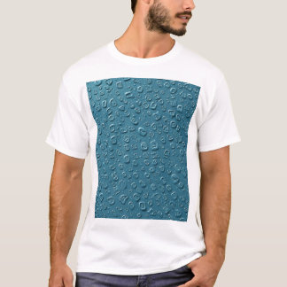 Embossed Digital Droplets on Blue Surface T-Shirt