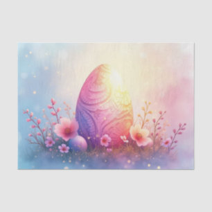 Embossed Easter Egg with Cherry Blossoms Decoupage Tissue Paper