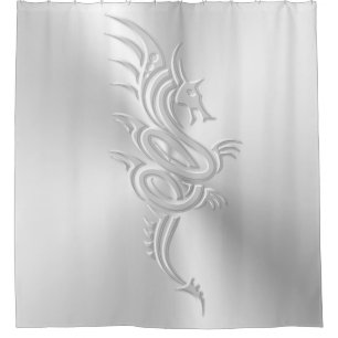 Embossed-effect Eastern Dragon Shower Curtain
