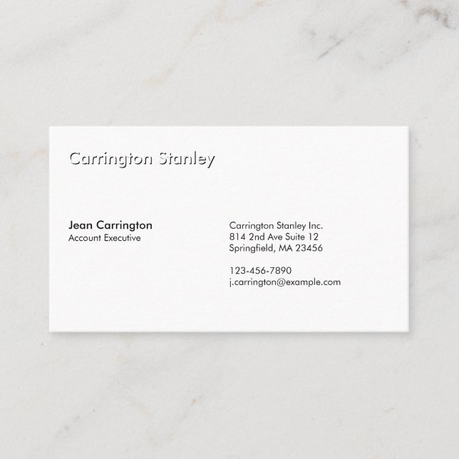 Embossed Effect Professional White Business Card (Front)