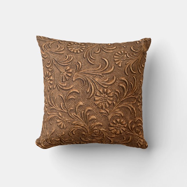 embossed floral panel, copper cushion (Front)