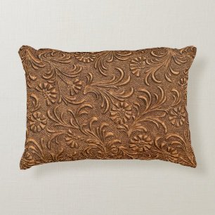 embossed floral panel, copper decorative cushion