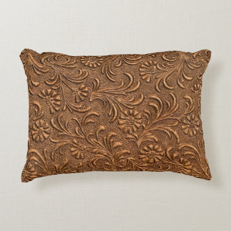 embossed floral panel, copper decorative cushion