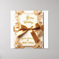 "Embossed Floral Wedding Invitation Satin Bow