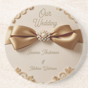Embossed Floral Wedding Invitation – Satin Bow & G Coaster