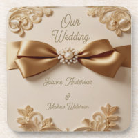 Embossed Floral Wedding Invitation – Satin Bow & G