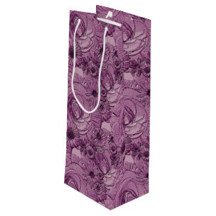 Embossed Flowers-Lt Purple-WINE GIFT BAG