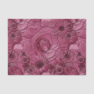 Embossed Flowers-Plum-Tissue Wrapping Tissue Paper