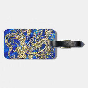 Embossed Gold Dragon Luggage Tag