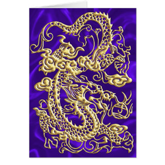 Embossed Gold Dragon on Purple Satin Print