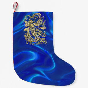 Embossed Gold Dragon Small Christmas Stocking