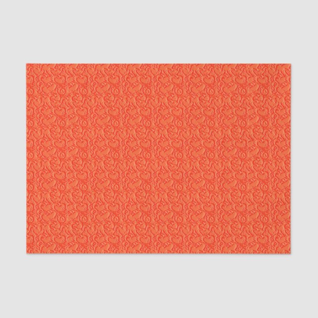 Embossed Hearts-ORANGE-TISSUE WRAPPING PAPER (Front)