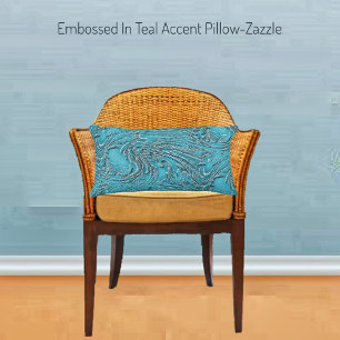 Embossed In Teal Decorative Cushion