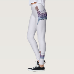 Embossed Indigo Gradient Paw Print Dog Outline Leggings
