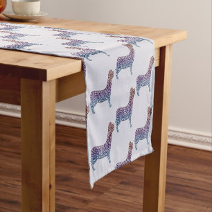 Embossed Indigo Gradient Paw Print Dog Outline Short Table Runner