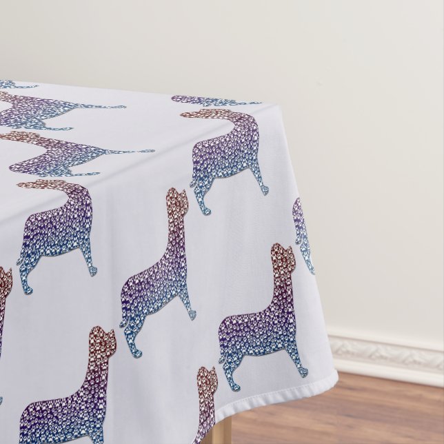 Embossed Indigo Gradient Paw Print Dog Outline Tablecloth (In Situ)