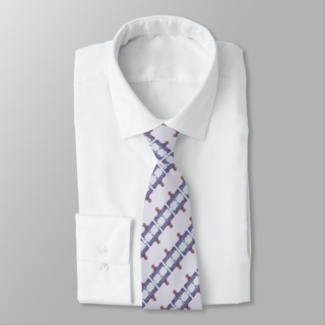 Embossed Indigo Gradient Paw Print Dog Outline Tie (Tied)